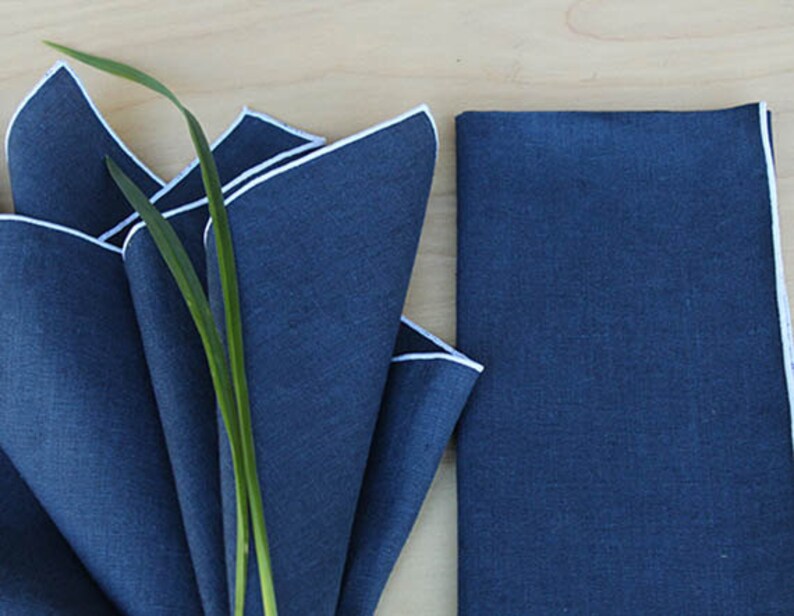 Navy Blue Napkins Navy and White Napkins Wedding Etsy
