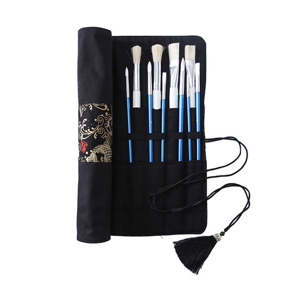 Koi Fish Watercolor Paint Wrap,black Paint Brush Case,artist Roll,canvas  Brush Holder,brush Roll,gift for Painter,kids' Crafts,stationery 