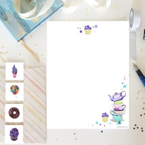Hojas imprimibles para escribir cartas sobre el té de la tarde, juego de papel para escribir, correspondencia, papelería, papel para cartas, papel para correspondencia