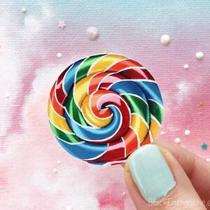 Sticker sucette arc-en-ciel, Sticker arc-en-ciel, Lollipops Candy Art en vinyle brillant, Autocollants pour enveloppes, Sticker Candy Land, Stickers confiserie