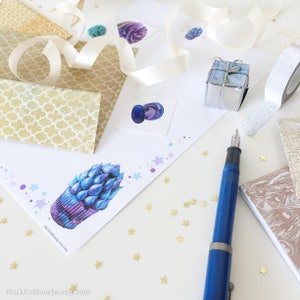 Hoja imprimible para escribir cartas de cupcakes de unicornio azul, juego de papel para escribir, papelería de panadería, hoja para escribir cartas de pasteles, tarjetas de recetas para correspondencia