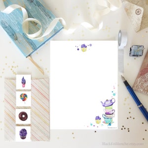 Fogli stampabili per scrivere lettere per il tè pomeridiano, set di carta da lettere, amico di penna, carta da lettere, carta da lettere, carta per corrispondenza