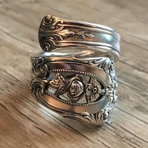 1934 Rose Point - 925 Solid Sterling Silver Spoon Ring - Sizes 7 - 12