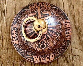 Handcrafted Groovy / Cannabis / THC Molecule / Medicinal Motorcycle Bell or Collectible Bell  - Gift Box