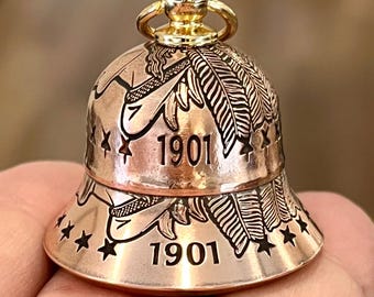 1901 Indian Liberty Coin Motorcycle Bell ~ Handcrafted ~ Polished Copper or Blacked Out ~ Gift Box!
