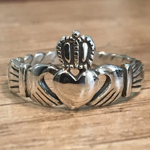 Sterling Silver Irish Claddagh Ring: Celtic Friendship, Promise, Wedding