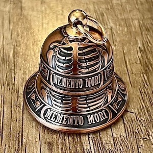 Memento Mori Motorcycle Bell: Handcrafted Copper Biker Good Luck Charm