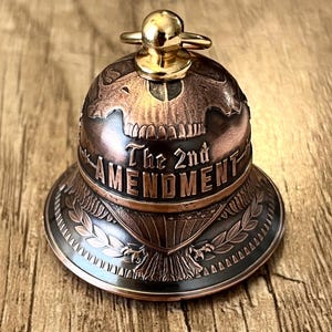 Second Amendment Motorcycle Bell – Handcrafted from .999 Fine Copper Coins – Gift Box image 1
