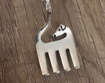 Puppy Dog Fork Pendant Necklace: Handmade Silverware Jewelry