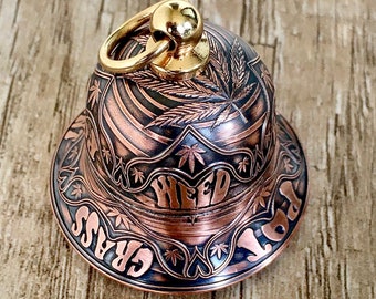 Weed Pot Groovy Motorcycle Bell – Handcrafted from .999 Fine Copper Coins – Includes Gift Box