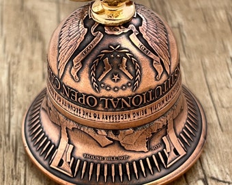 Constitutional Open Carry Motorcycle Bell – Handcrafted from .999 Fine Copper Coins – Includes Gift Box