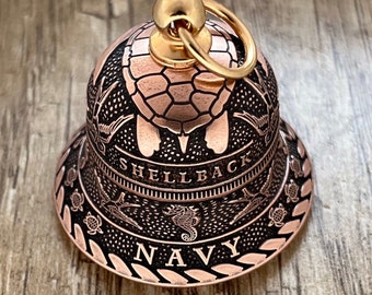 USN Shellback Military Motorcycle Bell – Handcrafted from .999 Fine Copper Coins – Includes Gift Box