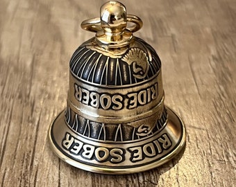 Ride Sober Bell – Solid Bronze with Serenity Prayer – Recovery Gift for Riders