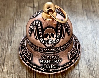 Life Behind Bars Motorcycle Bell – Handcrafted from .999 Fine Copper Coins – Includes Gift Box