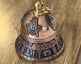Freemason Motorcycle Bell – Handcrafted from .999 Fine Copper Coins – Includes Gift Box