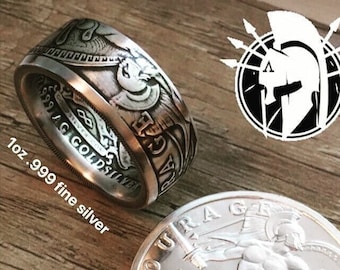 Courage Hero Ring - Handcrafted .999 Fine Silver Coin Ring