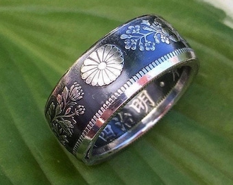 Handcrafted Japanese 50 Sen Coin Ring: 80% Silver, Vintage