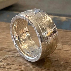 Handcrafted 90% Silver 1921 US Morgan Dollar Coin Ring