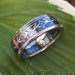 Handmade Sterling Silver Coin Ring: 1870-1900 Newfoundland Half Dollar