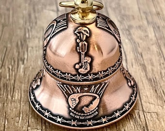 POW-MIA Memorial – Motorcycle Bell – Handcrafted from .999 Fine Copper Coins – Includes Gift Box