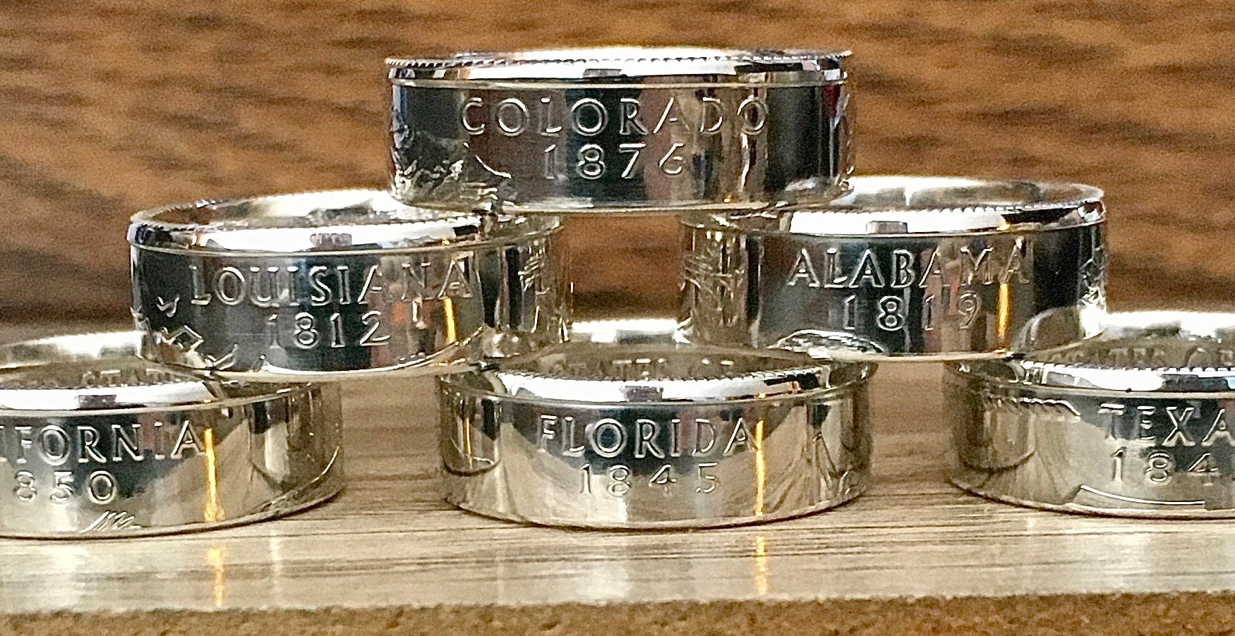 State Coin Rings All 50 Silver State Quarter Coin Rings ~ Patina or Polished ~ Gift ...