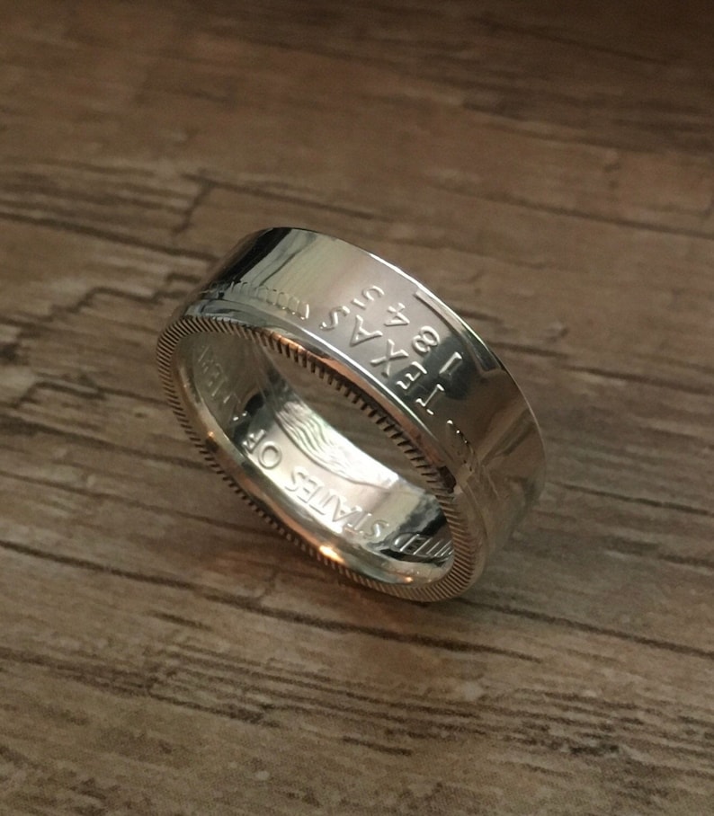Coin Rings Handmade from 90/% Silver Uncirculated Texas State Quarters Sizes 3-12 including 12 and 14 sizes
