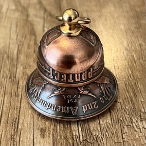 Second Amendment Motorcycle Bell – Handcrafted from .999 Fine Copper Coins – Gift Box image 3
