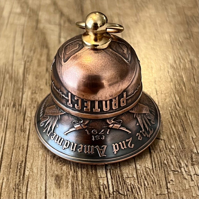 Second Amendment Motorcycle Bell – Handcrafted from .999 Fine Copper Coins – Gift Box image 3