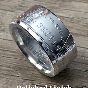 Handcrafted 90% Silver 1921 Morgan Dollar Coin Ring