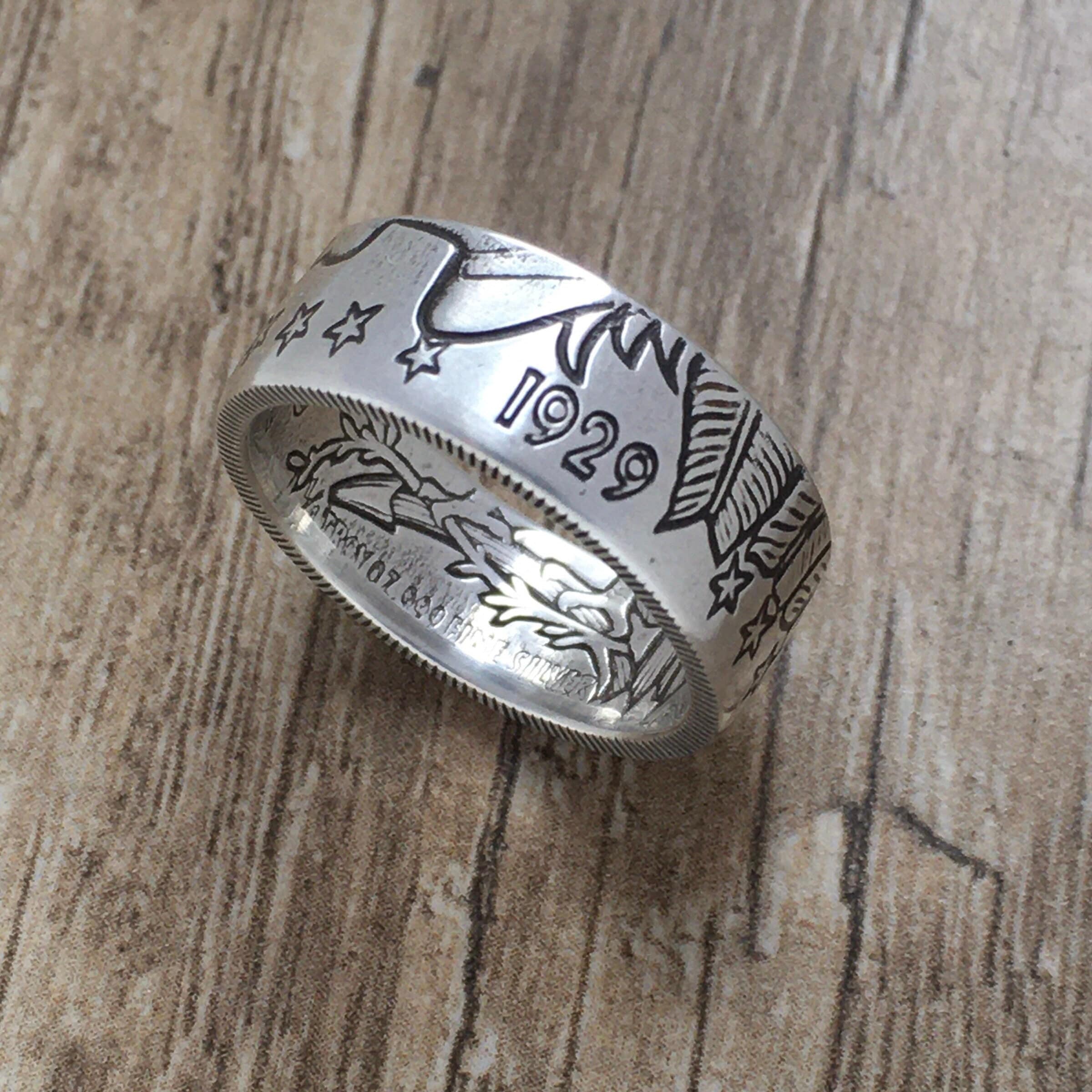 Incuse インディアンリバティシルバーコインリング - .999ファイン