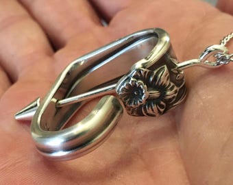 Daffodil Heart & Arrow Necklace ~ Antique Silverware, Handcrafted