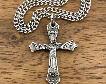 Coin Cross Pendant — Hand Cut from JFK Half ~ Represents Faith, Strength & Liberty