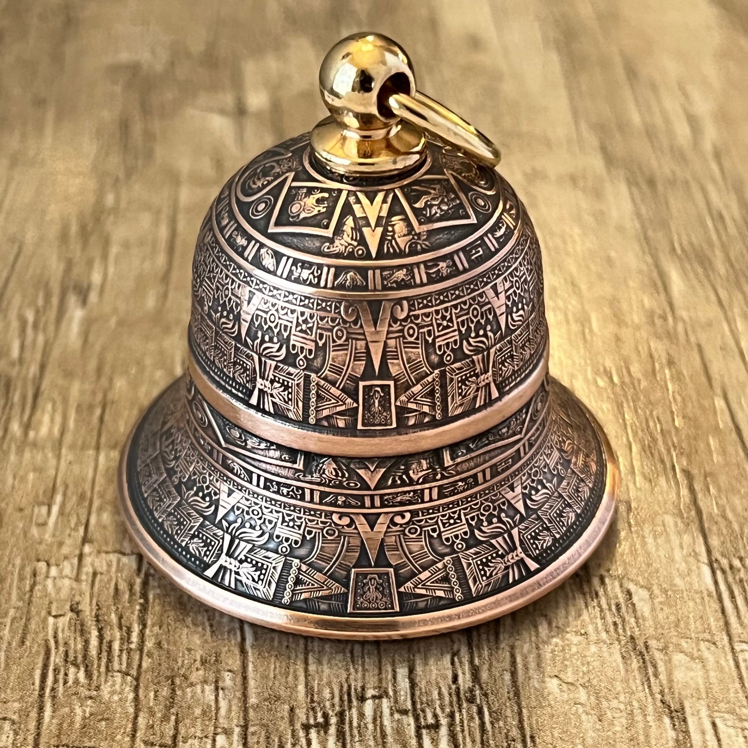 Handcrafted Aztec Calendar Copper Motorcycle Bell: Biker Good Luck