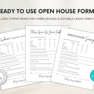 Open House Feedback Form, Open House Survey, Real Estate Open House Template, Editable Open House Sheet, Real Estate Open House Signs, Canva