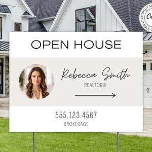 Open House Yard Sign Template, Realtor Open House Signs, Realtor Yard Sign, Open House Sign Design, Real Estate Signage,Real Estate Branding