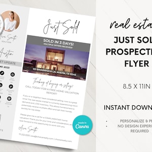Just Sold Flyer, Real Estate Prospecting Letter, Market Update Flyer, Real Estate Letter, Real Estate Prospecting Email, Farming