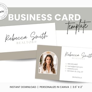 Modern Real Estate Business Card Template Canva, Two-Sided Realtor Business Card, Realtor Essentials Business Card, Real Estate Marketing