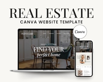 Real Estate Website Canva, Realtor Website Theme,  Real Estate House Website, Luxury Real Estate Website Template, Online Realtor Marketing