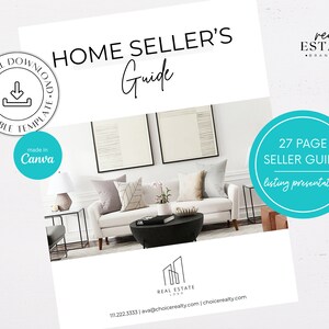 Home Selling Guide, Listing Presentation For Real Estate, Home Sellers Guide, Pre Listing Packet, Seller Presentation Canva, Seller Handbook