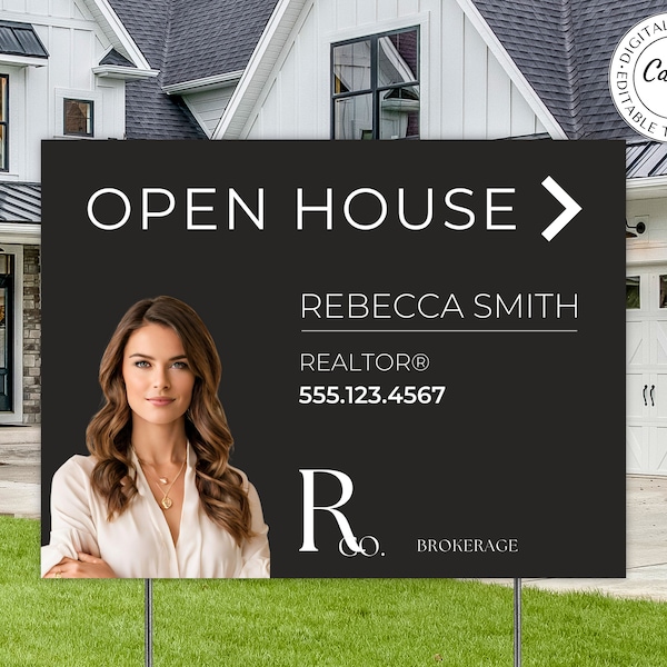 Open House Yard Sign Template, Realtor Open House Sign, Realtor Yard Sign, Open House Sign Design, Real Estate Signage, Real Estate Branding