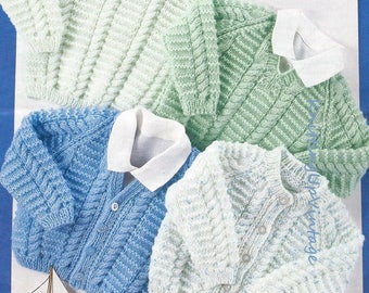 Knitting Pattern pdf Baby & Childrens DK Textured Cardigans and Sweaters 18-26"