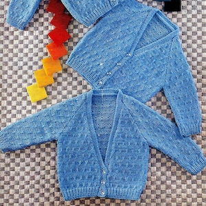 Baby Knitting Pattern V neck and round neck Cardigans pdf