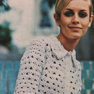 UK Crochet Pattern PDF Womens Ladies 1960s Twiggy Jacket and Mini Skirt Suit 4 ply