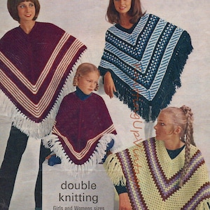 Poncho Knitting and Crochet Pattern PDF Womens & Girls sizes  Double Knit