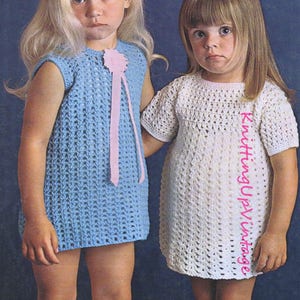 Vintage Crochet Pattern 2 Child&#39;s Summer Dresses Double Knit   pdf