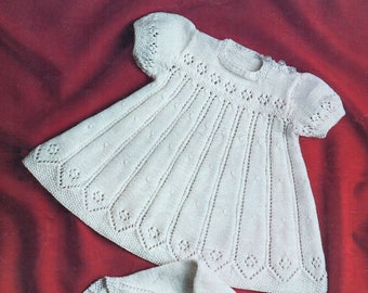 Baby Knitting Pattern 3 ply DRESS & CARDIGAN 18" pdf