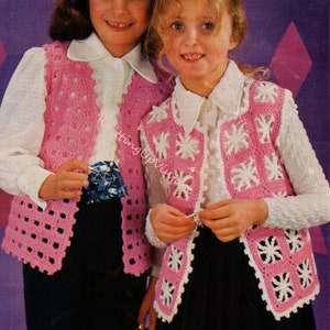 Crochet Pattern pdf Girls and teens granny crochet waistcoat vests DK 22&quot; to 35&quot;