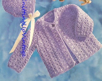 PDF Instant Digital Download Baby Double Knit Matinee Coat Bonnet ...