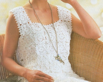 Crochet Pattern PDF Womens Ladies Short Sleeved & Sleeveless Cotton Summer Tops Double Knit 32-42"