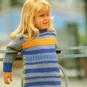 Knitting Pattern PDF Girls Chunky Dress